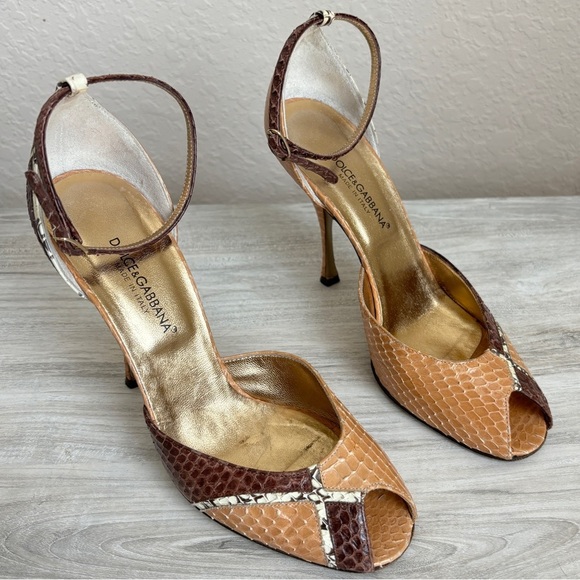 Dolce & Gabbana Shoes - DOLCE & GABBANA Snakeskin Animal Print D'Orsay Pumps 37.5